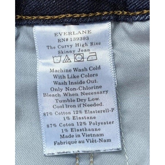 Everlane Jeans The Curvy High Rise Skinny Size 33 Crop Dark Wash Blue - Picture 9 of 13